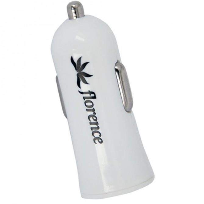 Автомобильное зарядное устройство Florence USB + cable iPhone 4/4S white, 1200mA (CC12-IPH4)