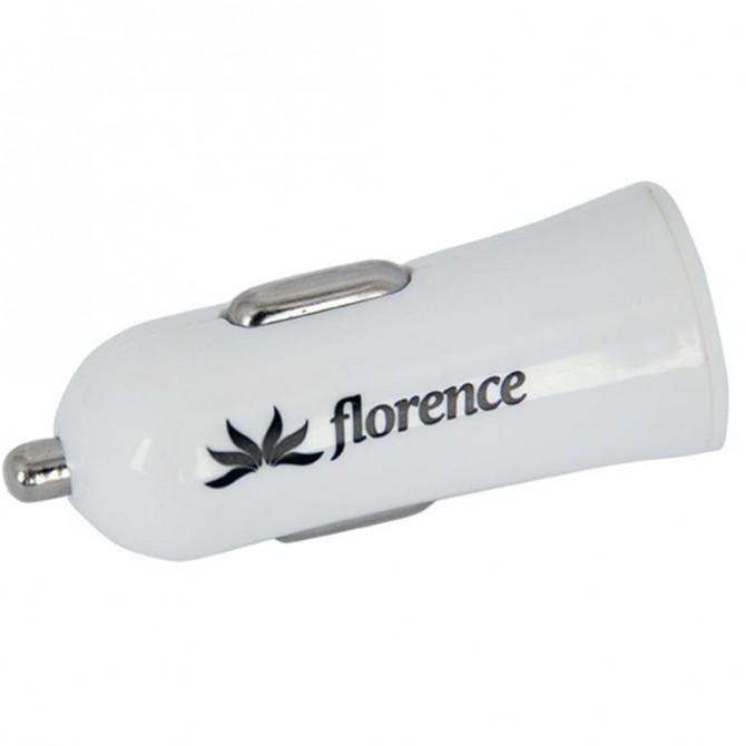 Автомобильное зарядное устройство Florence USB + cable iPhone 4/4S white, 1200mA (CC12-IPH4)-1