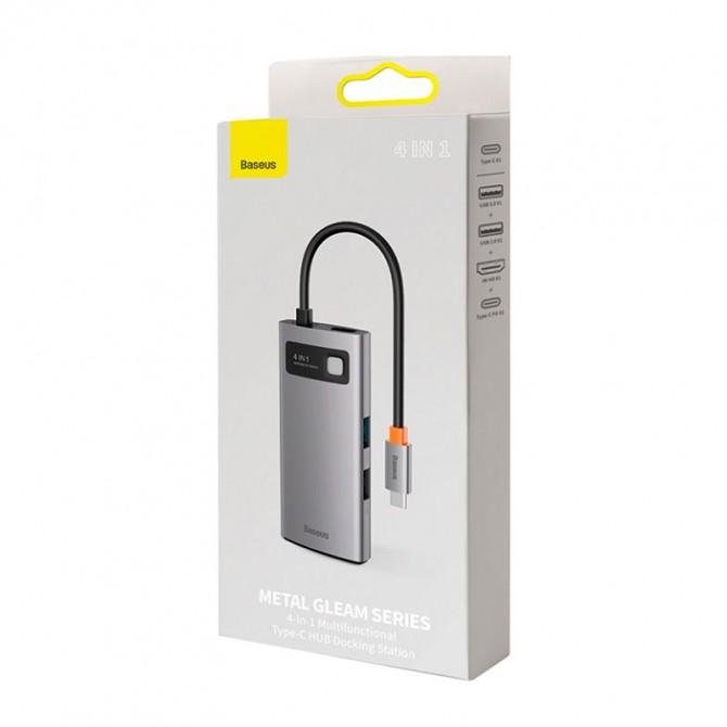 Хаб Baseus Metal Gleam Series 4-in-1 Multifunctional （Type-C to HDMI*1+USB3.0*1+USB2.0*1+PD*1）-2