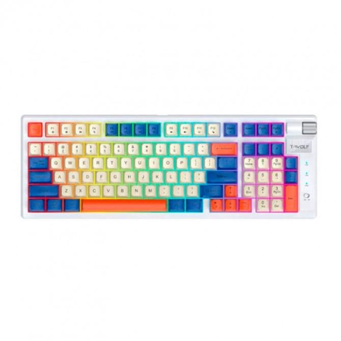 Клавиатура TWolf T70 LED Red Switch (Type-C+2.4GHz+BT) White/Blue-1