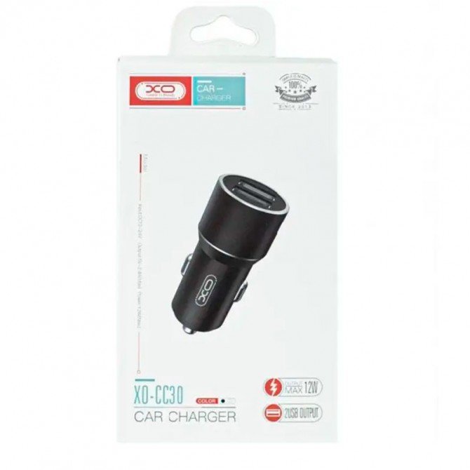 Автомобильное зарядное устройство XO CC30 2 USB 2.4A (max 12W) Black-1