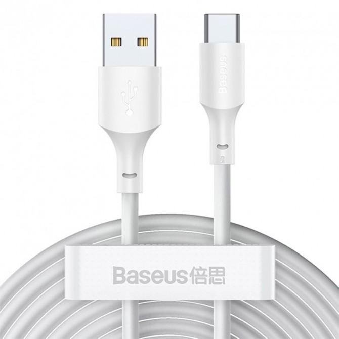 USB Cable Baseus Simple Wisdom Data Cable Kit Type-c (2PCS/Set) (TZCATZJ-02) White 1.5m