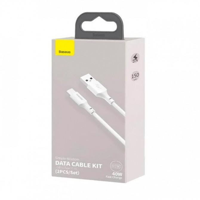 USB Cable Baseus Simple Wisdom Data Cable Kit Type-c (2PCS/Set) (TZCATZJ-02) White 1.5m-3