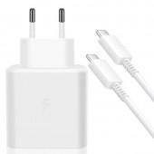 Мережевий зарядний пристрій PD Original Quality Samsung 50W 2USB-C + cable Type-C White