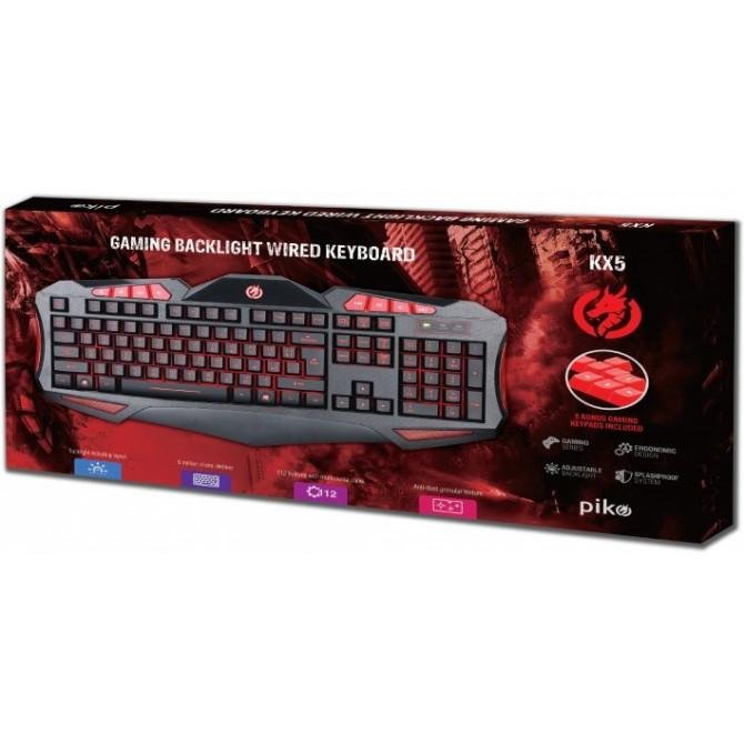 Клавіатура ігрова дротова Piko KX5 Чорна-1