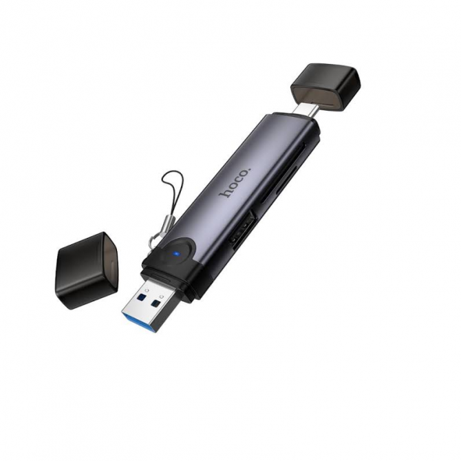 Картрідер Hoco HB56 Victory 3in1 USB/Type-C Metal Grey