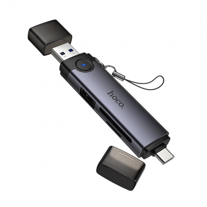 Картрідер Hoco HB56 Victory 3in1 USB/Type-C Metal Grey-1