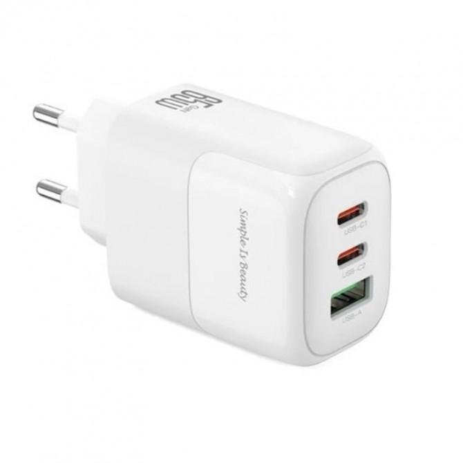Сетевое зарядное устройство XO L139 45W USB-A + 65W/2 USB-C White+ Type-C Cable