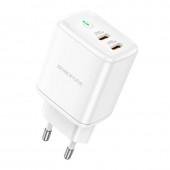 Мережевий зарядний пристрій  2Type-C Borofone BN9 PD 35W 3A White