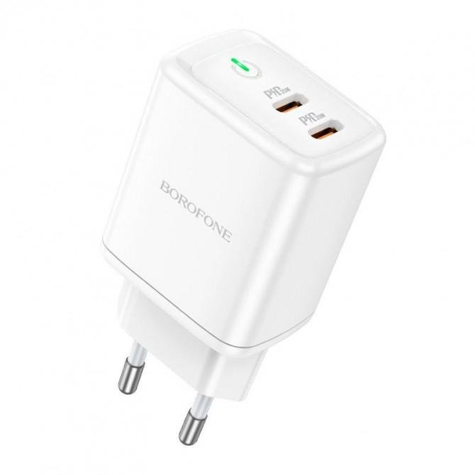 Мережевий зарядний пристрій 2Type-C Borofone BN9 PD 35W 3A White