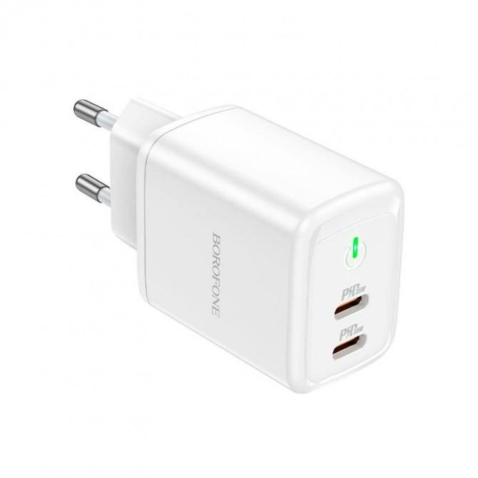Мережевий зарядний пристрій 2Type-C Borofone BN9 PD 35W 3A White-1