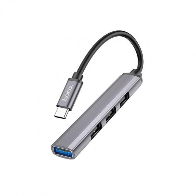 Хаб Hoco HB26 4in1 (Type-C to USB 3.0 + 3*USB2.0) Metal Grey