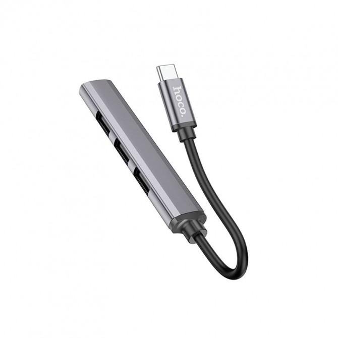 Хаб Hoco HB26 4in1 (Type-C to USB 3.0 + 3*USB2.0) Metal Grey-1