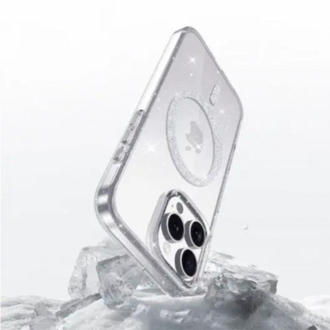 Чехол TPU Eclipse Sparkle (MagFit) для Apple iPhone 14 / 13 (6.1") Прозрачный-2