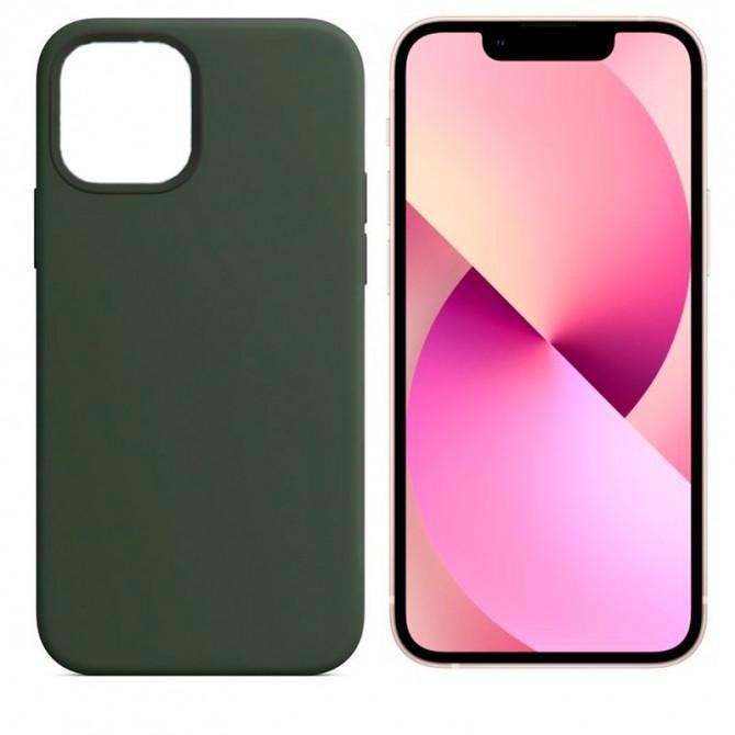 Оригінальний силіконовий чохол для iPhone 13 Темно Зелений FULL (без лого)-1