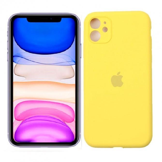 Оригінальний силіконовий чохол для iPhone 11 Жовтий FULL (with camera protection)
