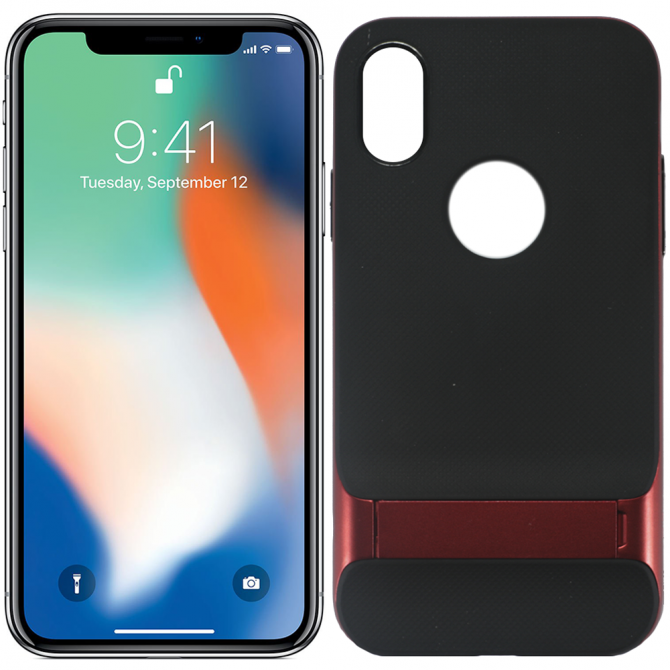 Чохол Rock Royce Series TPU+PC з функцією підставки для Apple iPhone X (Чорний / Червоний)