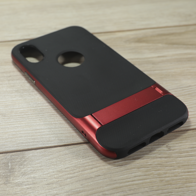 Чохол Rock Royce Series TPU+PC з функцією підставки для Apple iPhone X (Чорний / Червоний)-3