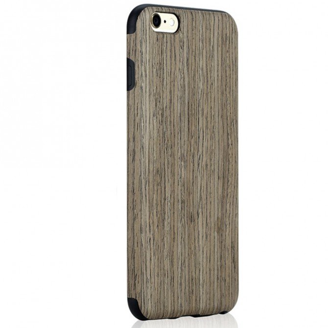 Деревянная накладка Rock Origin Series (Grained) для Apple iPhone 7 (4.7") (Чёрный Розовый)-2