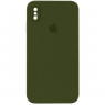 Силиконовый чехол для iPhone Xs Max Хаки FULL (SQUARE SHAPE)