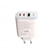 Сетевое зарядное устройство XO CE04 Super Si 2*USB-C/QC 65W + Type-C White