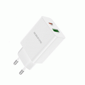 СЗУ 1USB + Type-C Borofone BA56A PD20W+QC3.0 White + Cable Type-C to Type-C