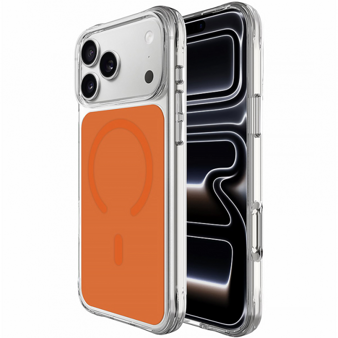 Чехол TPU+PC Space Pure Color with Magnetic Fit для Apple iPhone 17 Pro / 18 Pro (6.3") Orange-1