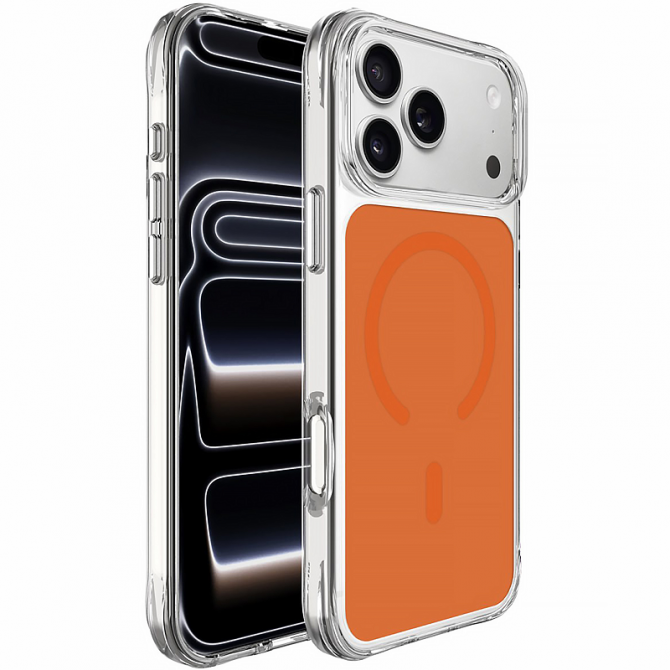 Чехол TPU+PC Space Pure Color with Magnetic Fit для Apple iPhone 17 Pro / 18 Pro (6.3") Orange-2