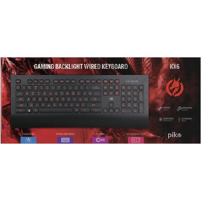 Клавіатура ігрова дротова Piko KX6 Чорна-1