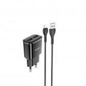 Мережевий зарядний пристрій 2USB Hoco C88A + Lightning Black (2.4A)