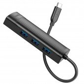 USB Хаб Hoco HB42 Easy 4in1 Gigabit Ethernet Adapter (Type-C to USB 3.0*3+RJ45) Black USB Хаб Hoco HB42 Easy 4in1 Gigabit Ethernet Adapter (Type-C to USB 3.0*3+RJ45) Black