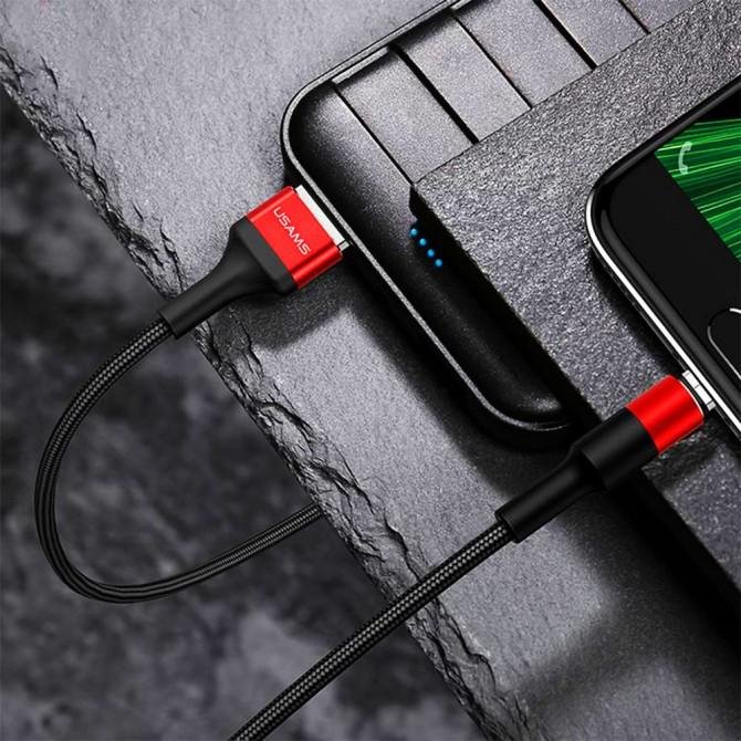 Кабель Usams U5 US-SJ224 Braided cable Lightning 1.2m Червоний-2
