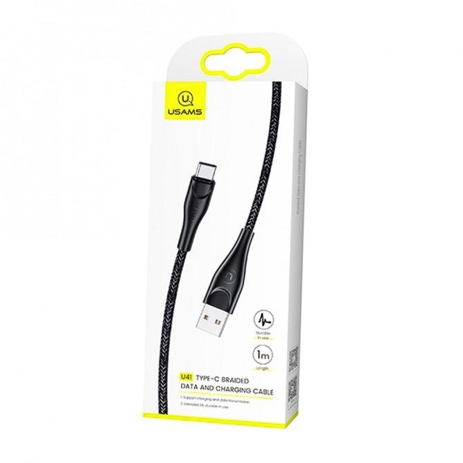 Кабель Usams U41 US-SJ392 Braided Data Type-C 1m Чорний-2