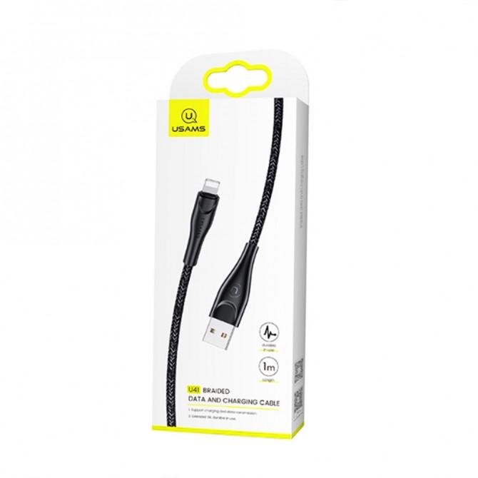 Кабель Usams U41 US-SJ394 Braided Data Lightning 2m Чорний-2