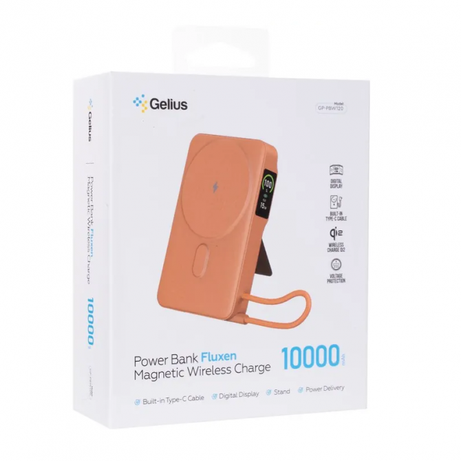Дополнительная батарея Gelius Fluxen GP-PBW120 10000mAh Qi2 Wireless 15W Orange-4