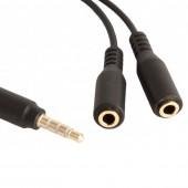 Разделитель Ауди выхода Aux 3.5mm (Male) to 2Aux 3.5mm (Female) Черный