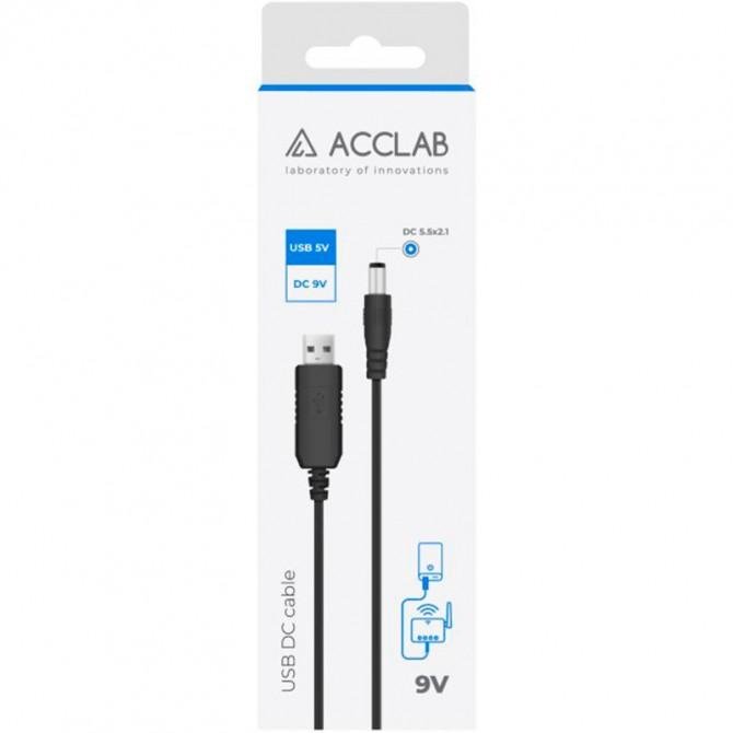 Кабель питания ACCLAB USB to DC, 5.5*2.1mm, 9V, 1A Black-1
