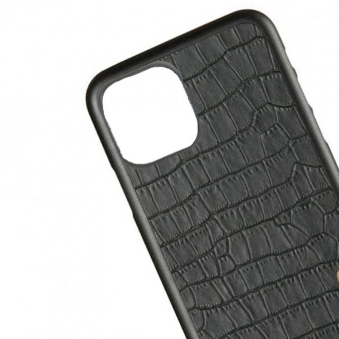 Кожаный чехол-накладка G-Case Crocodile Dark Series для Apple iPhone 13 Pro Max (6.7") Черный-2
