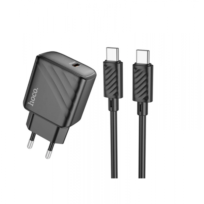 Сетевое зарядное устройство 1Type-C Hoco CS22A PD30W Black + Cable Type-C to Lightning