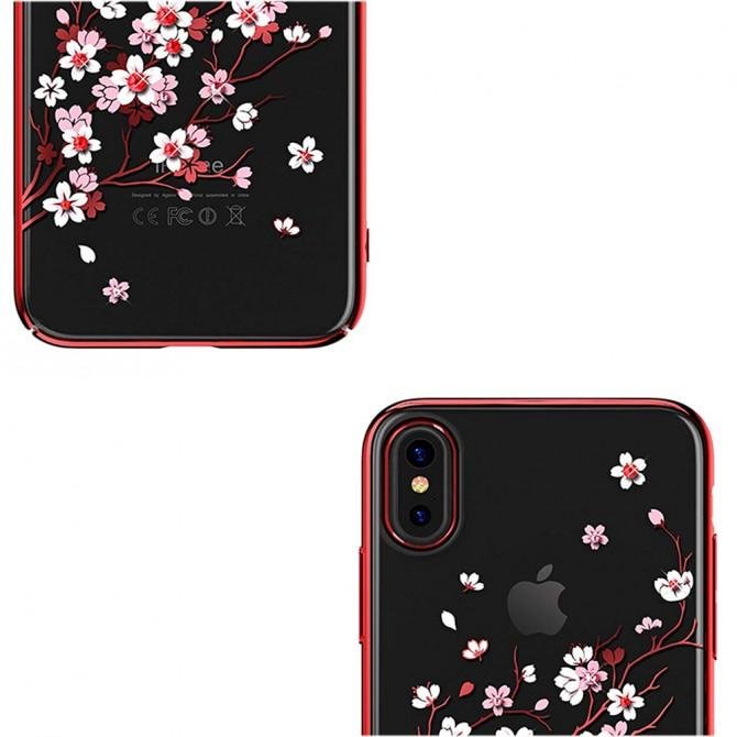 Чохол Kingxbar Flora Series для iPhone X Sakura Червоний-5