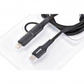 Кабель Baseus Twins 2in1 Type-C to Type-C(60W)/Lightning(18W) (CATLYW-H01) Black 1m Кабель Baseus Twins 2in1 Type-C to Type-C(60W)/Lightning(18W) (CATLYW-H01) Black 1m