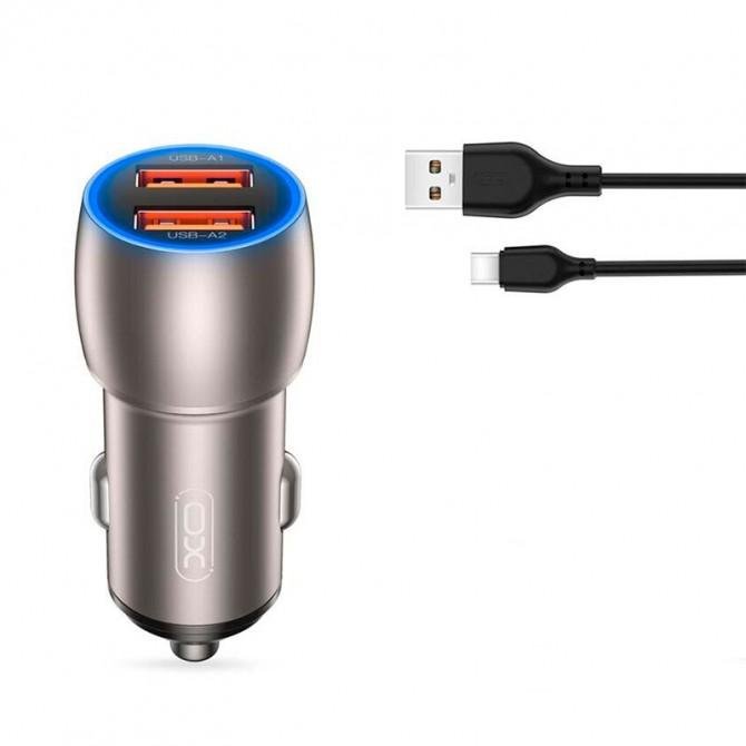 Автомобильное зарядное устройство XO CC52 QC 3.0 36W/2USB + Type-C Black