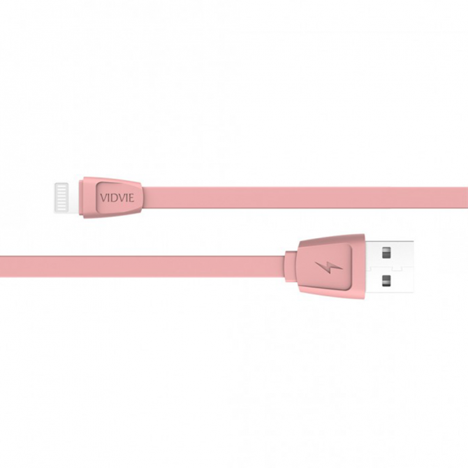 Кабель VIDVIE Lightning – USB 1м, 2.1A (Charge&Date) CB408IN Pink-1