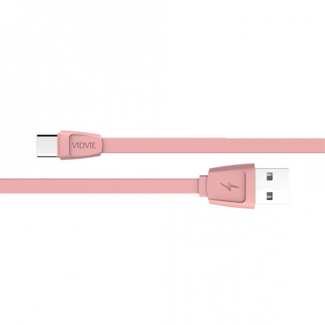 Кабель VIDVIE Micro – USB 1м, 2.1A (Charge&Date) CB408VN Pink-1