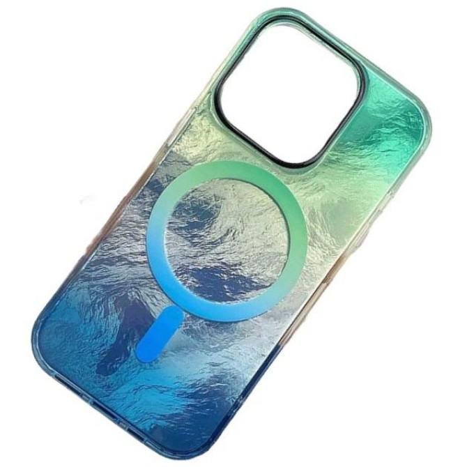 Чехол TPU Shiny Mountain (MagFit) для Apple iPhone 14 / 13 (6.1") Green/ Blue-2