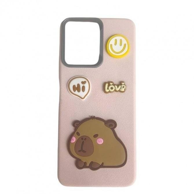 Чехол TPU Leather Toys для Xiaomi Redmi 12 (Capybara / Pink)