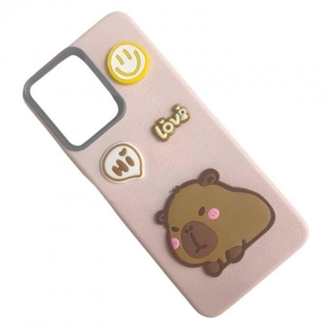 Чехол TPU Leather Toys для Xiaomi Redmi 12 (Capybara / Pink)-1