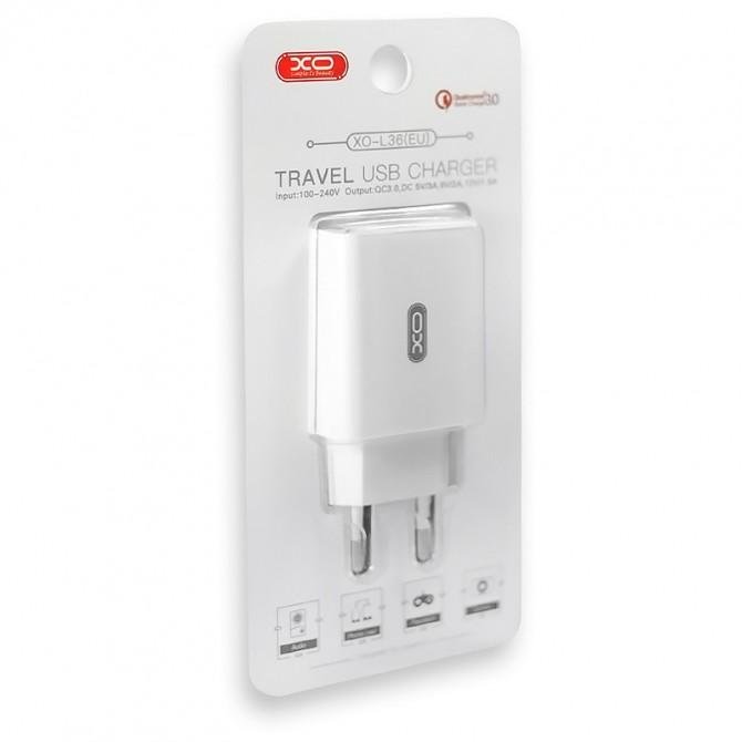 Серевое зарядное устройство МЗП XO L36 18W/1USB + Lightning White-1