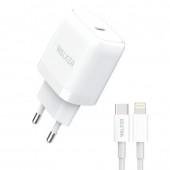 Сетевое зарядное устройство 1Type-C WALKER WH-64 PD_25W + Type-C to Lightning White
