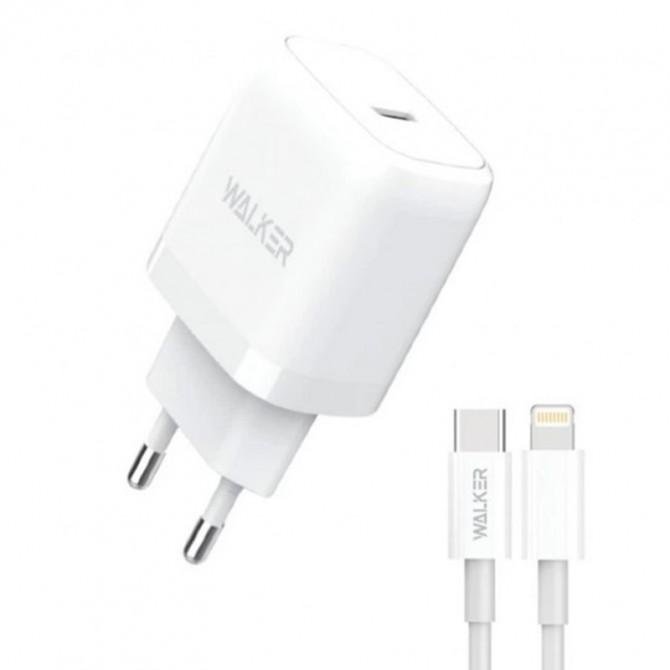 Сетевое зарядное устройство 1Type-C WALKER WH-64 PD_25W + Type-C to Lightning White